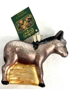 Old World Christmas Donkey Ornament Mouth Blown Glass 3" Original Tag